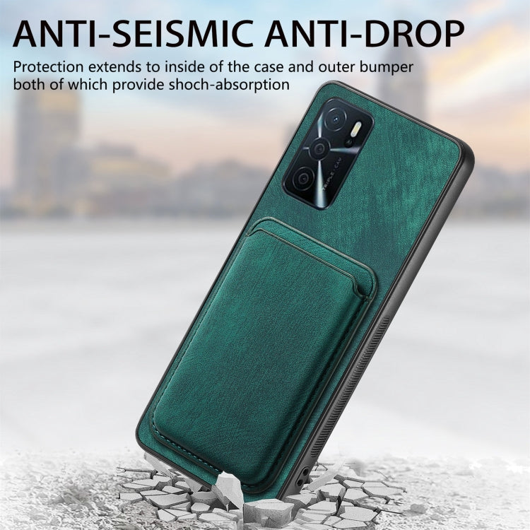 For OPPO Reno7 5G Retro Leather Card Bag Magnetic Phone Case(Green)