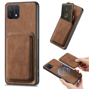 For OPPO A16K Retro Leather Card Bag Magnetic Phone Case(Brown)