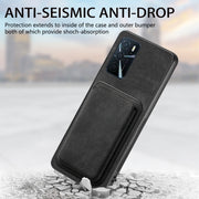 For OPPO A16K Retro Leather Card Bag Magnetic Phone Case(Black)