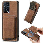 For OPPO A16 Retro Leather Card Bag Magnetic Phone Case(Brown)