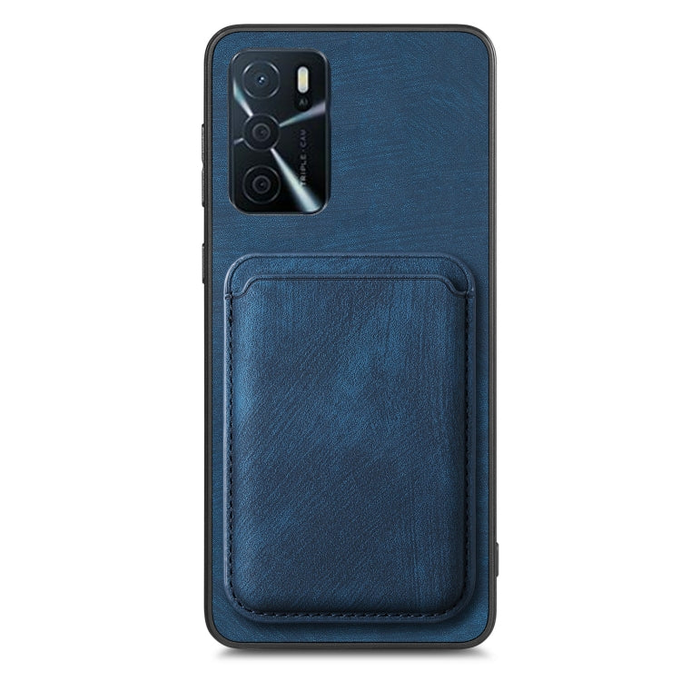 For OPPO A16 Retro Leather Card Bag Magnetic Phone Case(Blue)