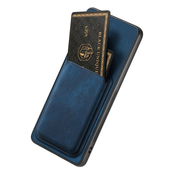 For OPPO A16 Retro Leather Card Bag Magnetic Phone Case(Blue)