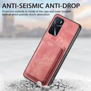 For OPPO A16 Retro Leather Card Bag Magnetic Phone Case(Pink)