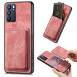 For OPPO Reno6 5G Retro Leather Card Bag Magnetic Phone Case(Pink) - OPPO Cases by PMC TechLife | Online Shopping South Africa | PMC TechLife | Buy Now Pay Later Mobicred