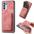 For OPPO Reno6 Pro 5G Retro Leather Card Bag Magnetic Phone Case(Pink) - OPPO Cases by PMC TechLife | Online Shopping South Africa | PMC TechLife | Buy Now Pay Later Mobicred