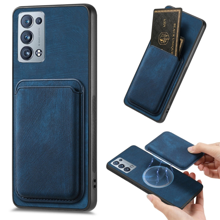 For OPPO Reno6 Pro+ Retro Leather Card Bag Magnetic Phone Case(Blue)