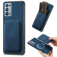 For OPPO Reno6 Pro+ Retro Leather Card Bag Magnetic Phone Case(Blue) - OPPO Cases by PMC TechLife | Online Shopping South Africa | PMC TechLife | Buy Now Pay Later Mobicred