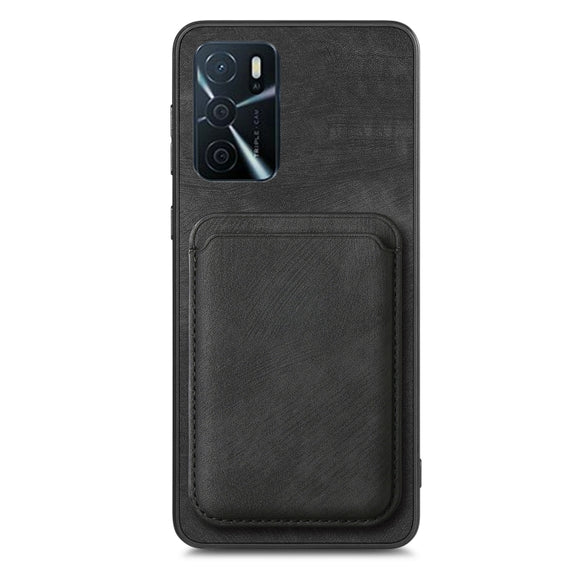 For OPPO Reno6 Pro+ Retro Leather Card Bag Magnetic Phone Case(Black)