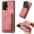 For OPPO F19 Retro Leather Card Bag Magnetic Phone Case(Pink) - OPPO Cases by PMC TechLife | Online Shopping South Africa | PMC TechLife | Buy Now Pay Later Mobicred