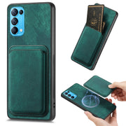 For OPPO Reno5 5G Retro Leather Card Bag Magnetic Phone Case(Green)