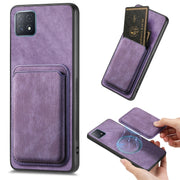 For OPPO A72 5G Retro Leather Card Bag Magnetic Phone Case(Purple)