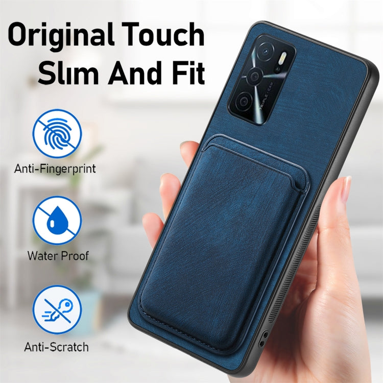 For OPPO A92S Retro Leather Card Bag Magnetic Phone Case(Blue)