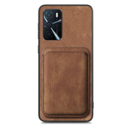 For OPPO A5 Retro Leather Card Bag Magnetic Phone Case(Brown)