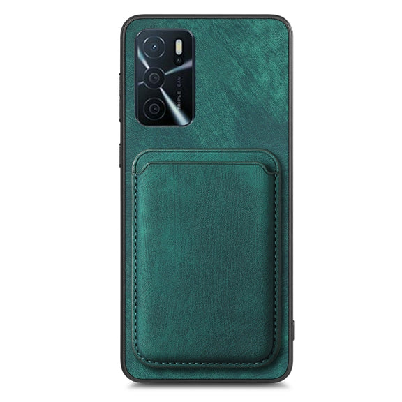 For OPPO A5 Retro Leather Card Bag Magnetic Phone Case(Green)