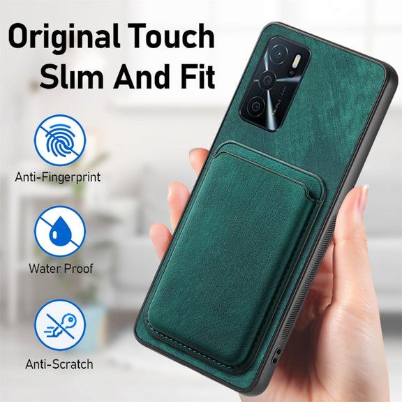 For OPPO A5 Retro Leather Card Bag Magnetic Phone Case(Green)