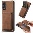 For OPPO A38 4G / A18 4G Retro Leather Card Bag Magnetic Phone Case(Brown) - OPPO Cases by PMC TechLife | Online Shopping South Africa | PMC TechLife | Buy Now Pay Later Mobicred