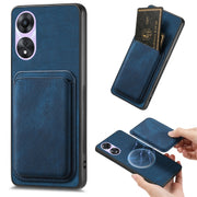 For OPPO A78 5G / A58 5G Retro Leather Card Bag Magnetic Phone Case(Blue)