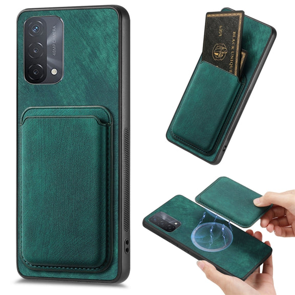For OPPO A93 5G/A74 5G/A54 5G Retro Leather Card Bag Magnetic Phone Case(Green)