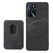 For OPPO A53 / A53S Retro Leather Card Bag Magnetic Phone Case(Black)