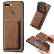 For OPPO A7/A12 Retro Leather Card Bag Magnetic Phone Case(Brown)