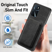 For OPPO A7/A12 Retro Leather Card Bag Magnetic Phone Case(Black)