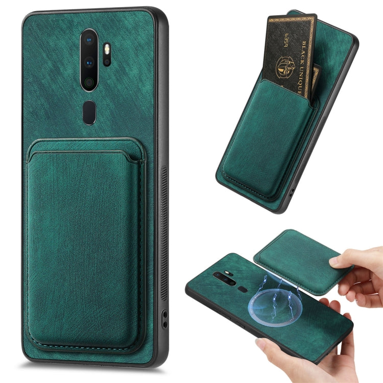 For OPPO A9 2020 / A5 2020 Retro Leather Card Bag Magnetic Phone Case(Green)
