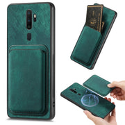 For OPPO A9 2020 / A5 2020 Retro Leather Card Bag Magnetic Phone Case(Green)