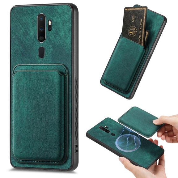 For OPPO A9 2020 / A5 2020 Retro Leather Card Bag Magnetic Phone Case(Green)