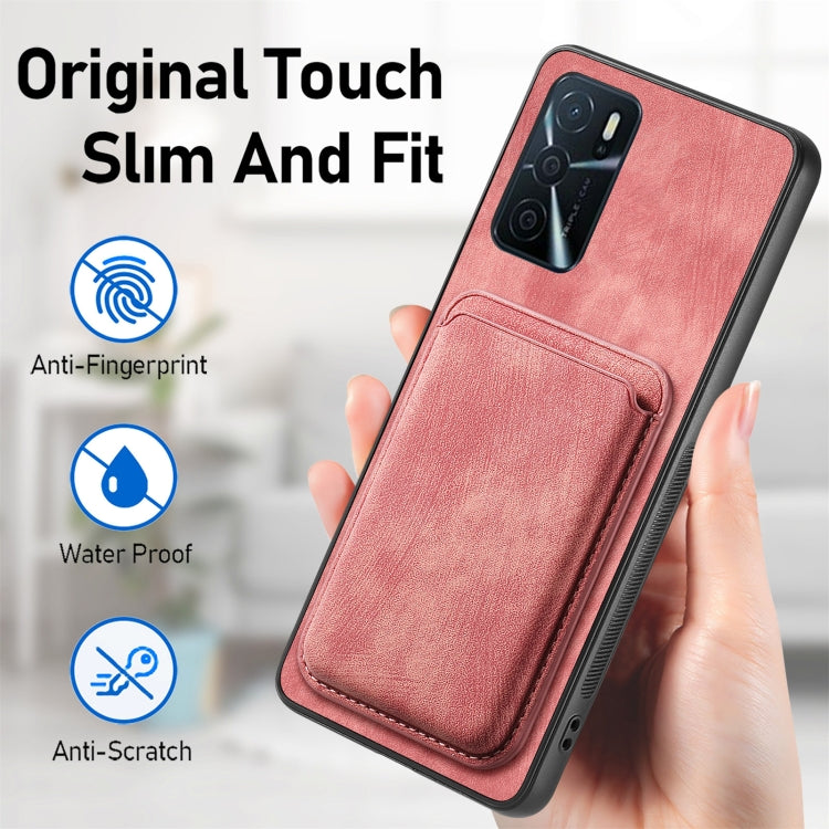 For OPPO A9 2020 / A5 2020 Retro Leather Card Bag Magnetic Phone Case(Pink)