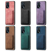 For OPPO A7/A12 Retro Leather Card Bag Magnetic Phone Case(Black)