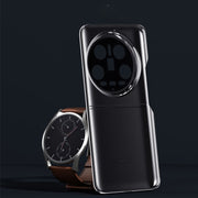 For Xiaomi 14 Ultra Electroplating Plain-leather All-inclusive Shockproof Phone Case(Black)
