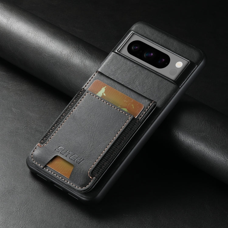 For Google Pixel 8a Suteni H03 Oil Wax Leather Wallet Stand Back Phone Case(Black)