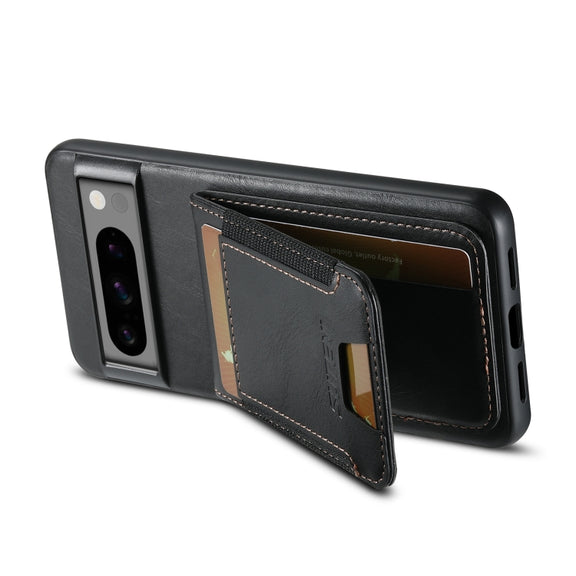 For Google Pixel 8a Suteni H03 Oil Wax Leather Wallet Stand Back Phone Case(Black)