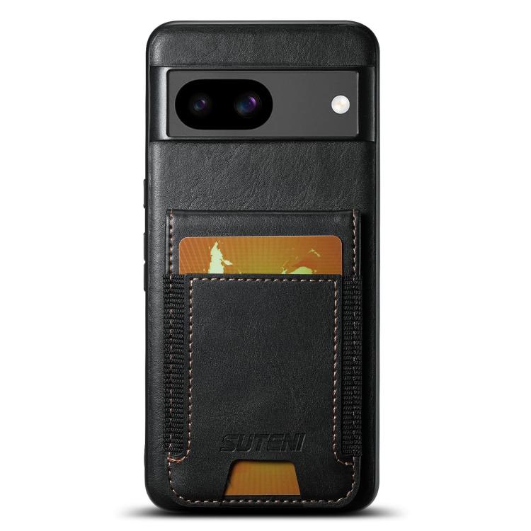 For Google Pixel 8a Suteni H03 Oil Wax Leather Wallet Stand Back Phone Case(Black)