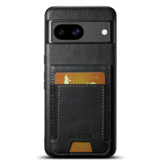 For Google Pixel 8a Suteni H03 Oil Wax Leather Wallet Stand Back Phone Case(Black)