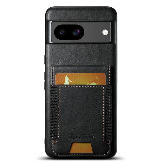 For Google Pixel 8a Suteni H03 Oil Wax Leather Wallet Stand Back Phone Case(Black)