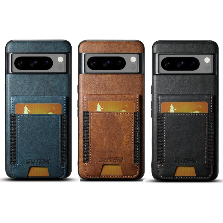 For Google Pixel 8a Suteni H03 Oil Wax Leather Wallet Stand Back Phone Case(Black)