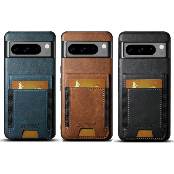 For Google Pixel 8a Suteni H03 Oil Wax Leather Wallet Stand Back Phone Case(Black)