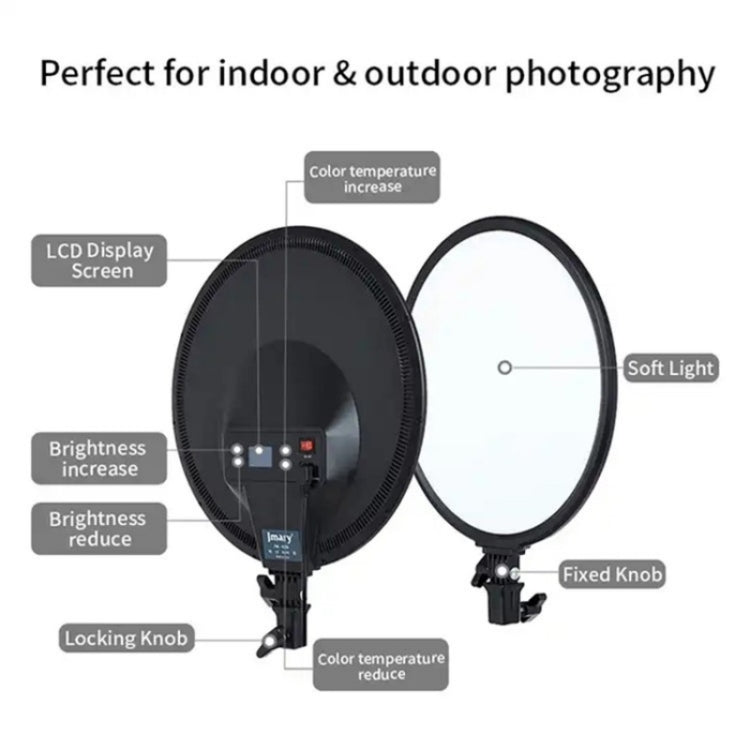 JMARY FM-15RS 40W Adjustable 15-inch Portrait Light Studio LED Round Fill Light(EU Plug)