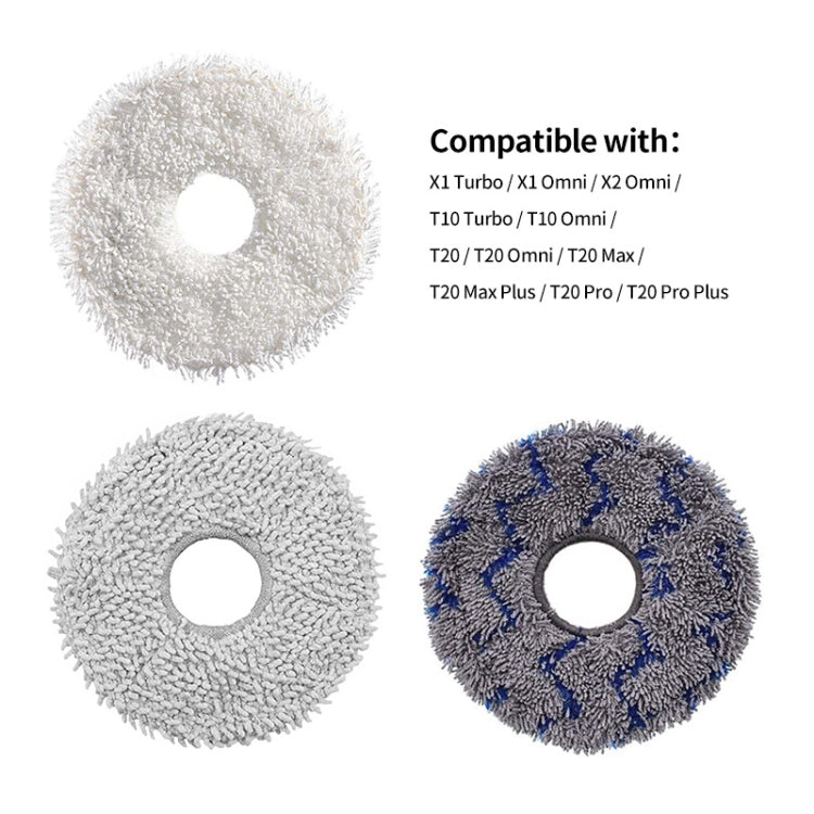 JUNSUNMAY 4pcs Washable Mop Pads Replacement for ECOVACS DEEBOT X1 Turbo / X2 Omni / T20 Pro(White)