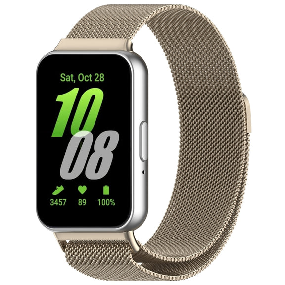 For Samsung Galaxy Fit 3 Milanese Metal Steel Mesh Watch Band(Starlight)