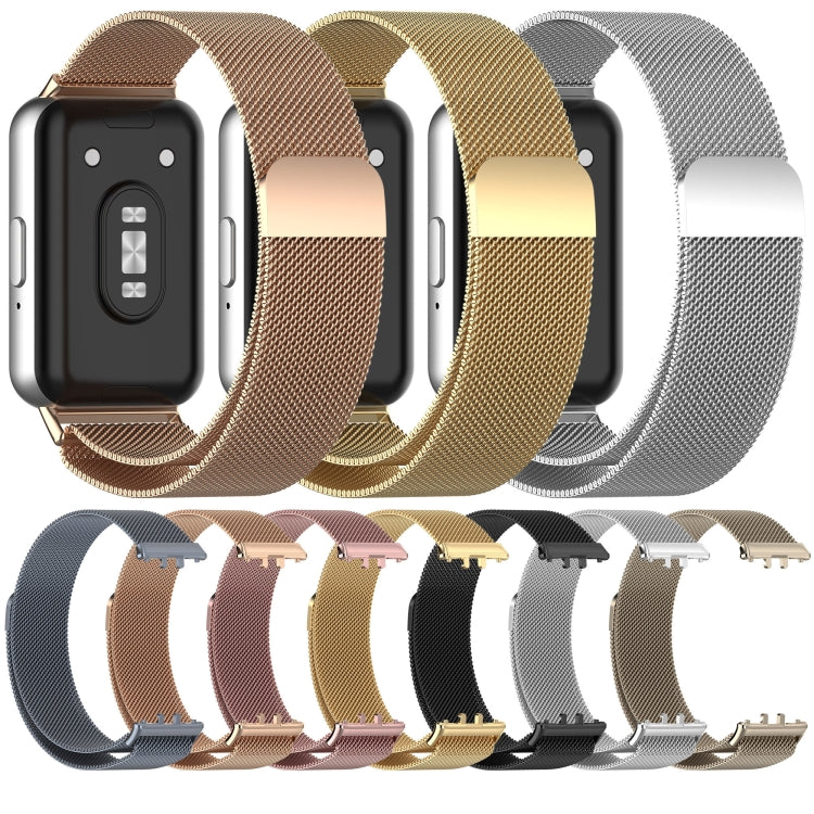 For Samsung Galaxy Fit 3 Milanese Metal Steel Mesh Watch Band(Gold)