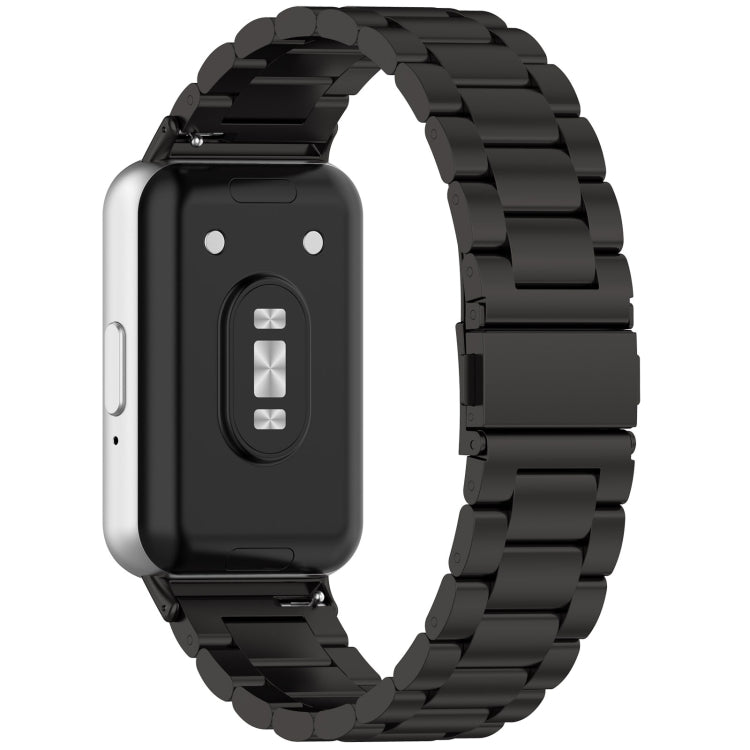 For Samsung Galaxy Fit 3 SM-R390 Three Bead Stainless Steel Metal Watch Band(Black)