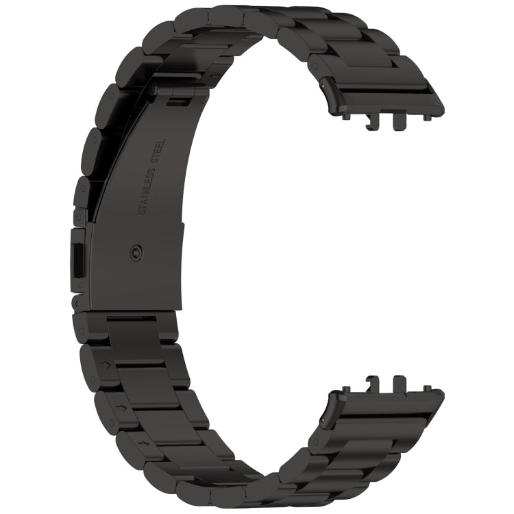 For Samsung Galaxy Fit 3 SM-R390 Three Bead Stainless Steel Metal Watch Band(Black)