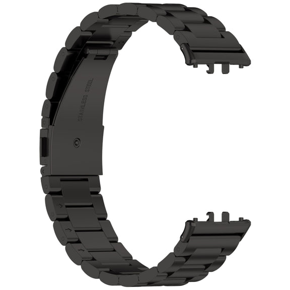 For Samsung Galaxy Fit 3 SM-R390 Three Bead Stainless Steel Metal Watch Band(Black)