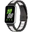 For Samsung Galaxy Fit 3 SM-R390 Three Bead Stainless Steel Metal Watch Band(Black+Silver) - Watch Bands by PMC TechLife | Online Shopping South Africa | PMC TechLife