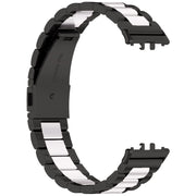 For Samsung Galaxy Fit 3 SM-R390 Three Bead Stainless Steel Metal Watch Band(Black+Silver)
