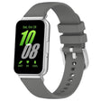 For Samsung Galaxy Fit 3 SM-R390 Metal Connector Liquid Glossy Silicone Watch Band(Dark Gray) - Watch Bands by PMC TechLife | Online Shopping South Africa | PMC TechLife
