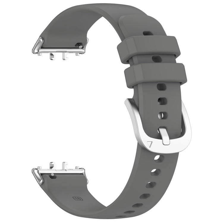 For Samsung Galaxy Fit 3 SM-R390 Metal Connector Liquid Glossy Silicone Watch Band(Dark Gray)