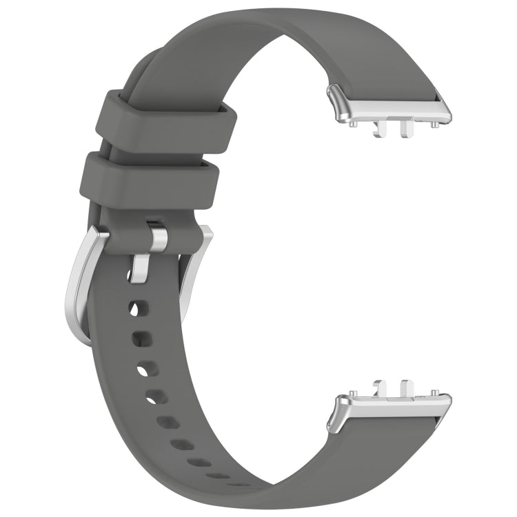 For Samsung Galaxy Fit 3 SM-R390 Metal Connector Liquid Glossy Silicone Watch Band(Dark Gray)